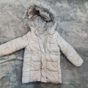 Girls Grey Hooded Puffer Coat 86–92 cm | Winter Warm Jacket