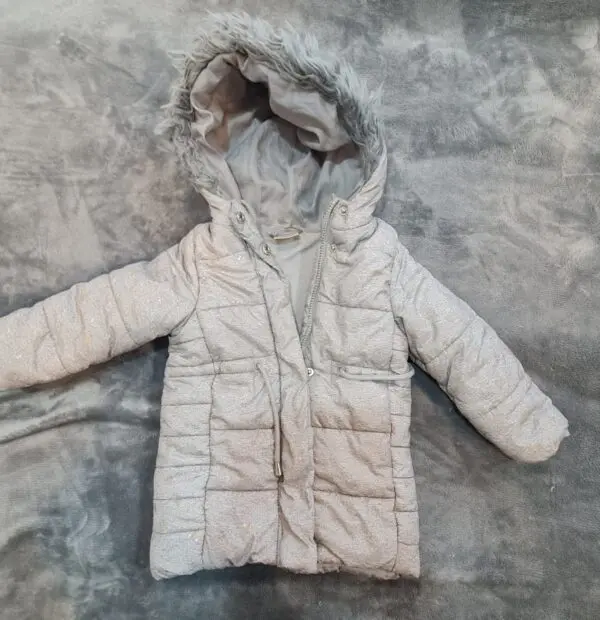 Girls Grey Hooded Puffer Coat 86–92 cm | Winter Warm Jacket