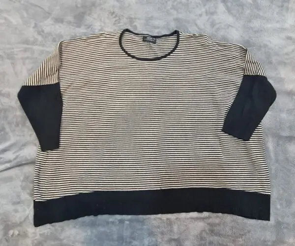 Papaya Striped Oversized Knit Jumper Women’s S/M Black Beige