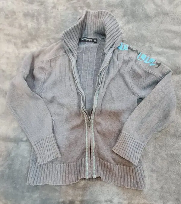 Tout Compté Fait Boys Grey Zip Up Knit Cardigan 6A / 114cm