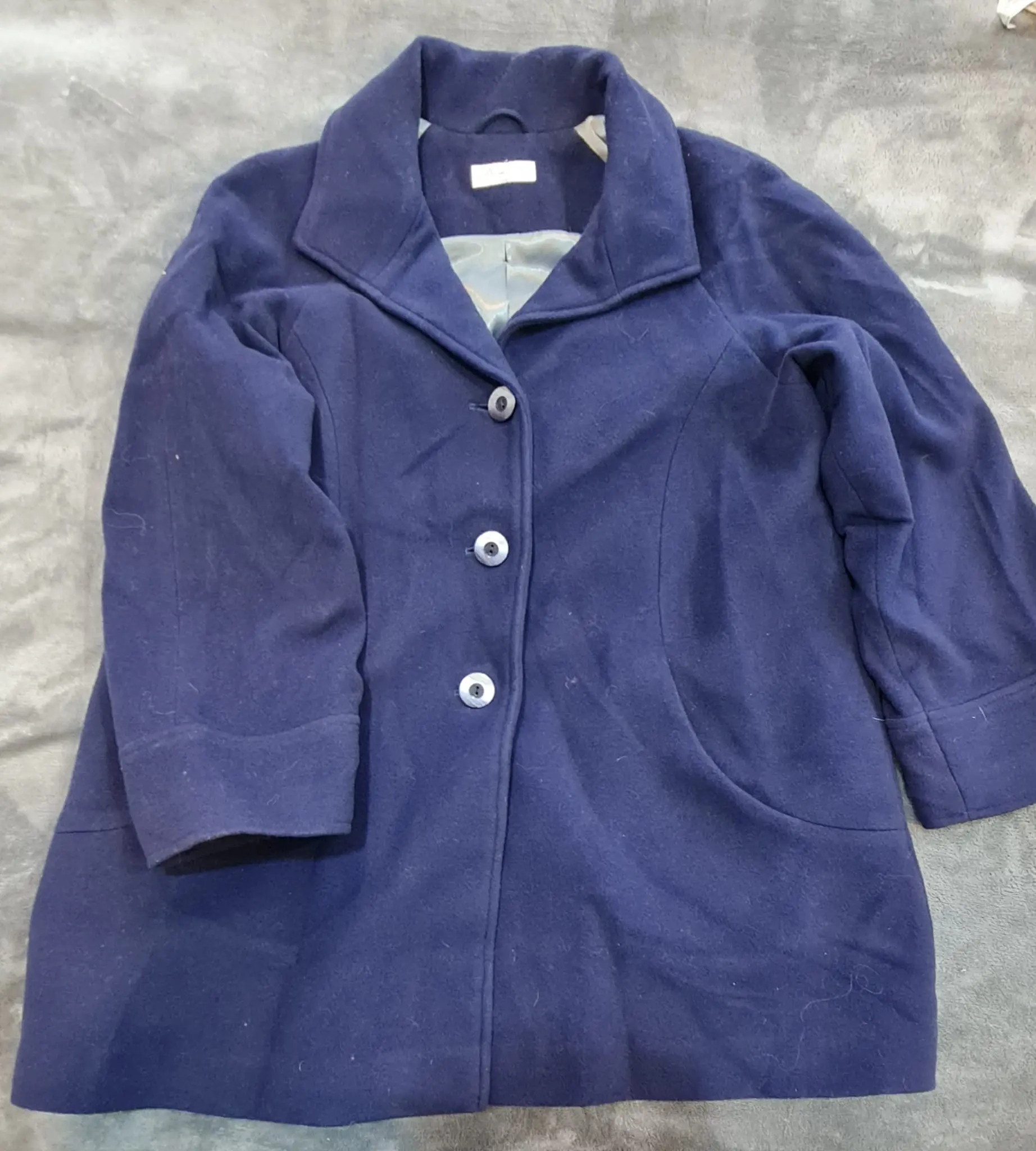 David Nieper Wool Blend Coat UK 16 Navy - Very Good Condition