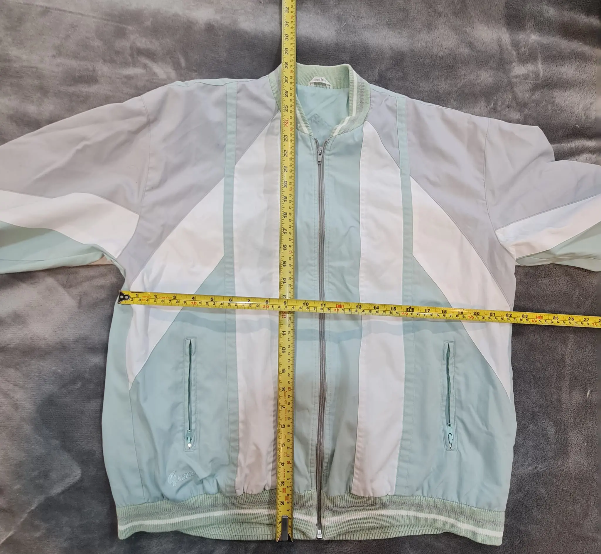 Gabicci Men’s Bomber Jacket - Mint Retro Zip Jacket - Size L - Image 4