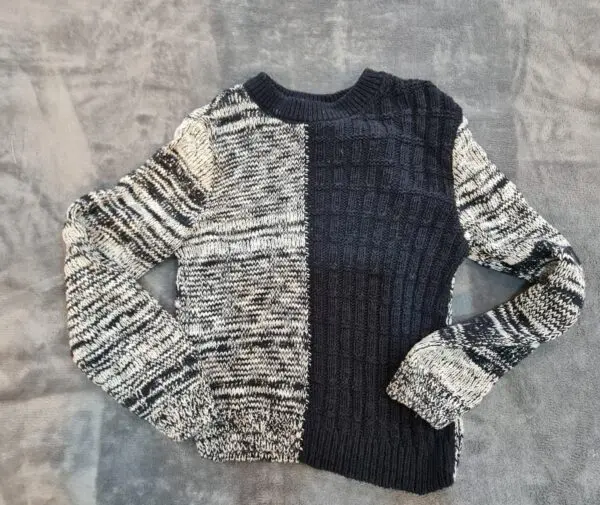 River Island Boys Chunky Knit Jumper 7- 8 Years Black Grey