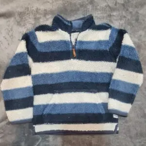 FatFace Boys Sherpa Fleece Jumper Blue Striped 8-9 Yrs