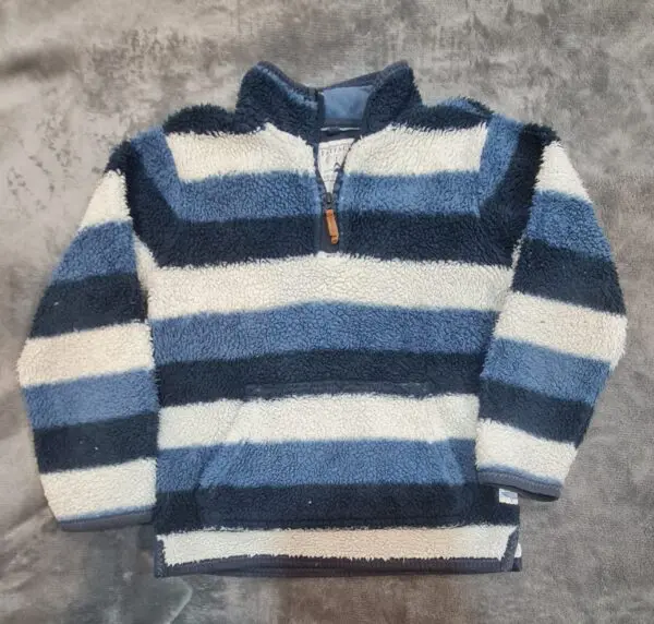 FatFace Boys Sherpa Fleece Jumper Blue Striped 8-9 Yrs