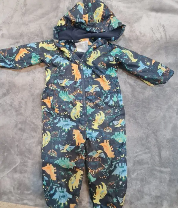 Nutmeg Dinosaur Fleece-Lined Rain Suit 3-4 Years Navy