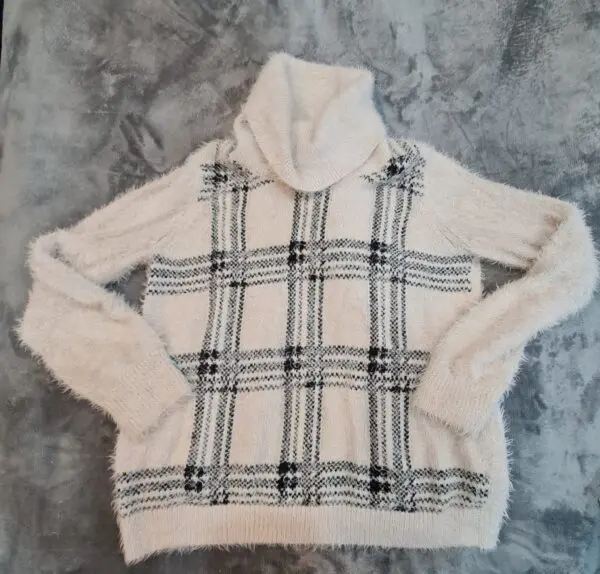 M&S Cream Mix Fluffy Roll-Neck Jumper Size L