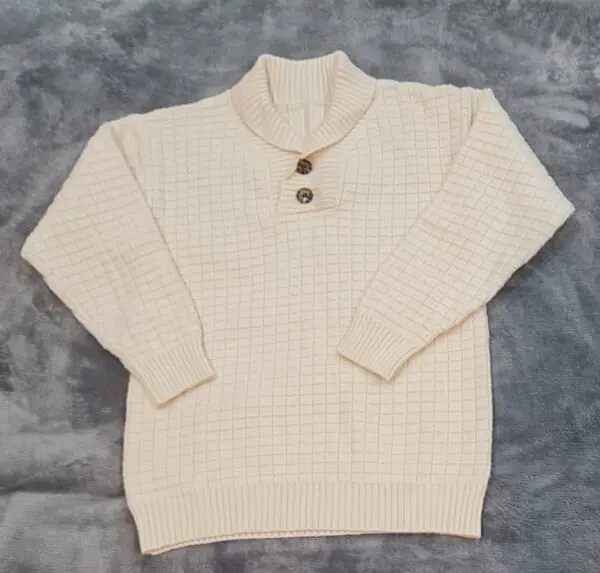 Pullover Jumper | Cream Waffle-Knit - Soft Viscose Blend - Girls