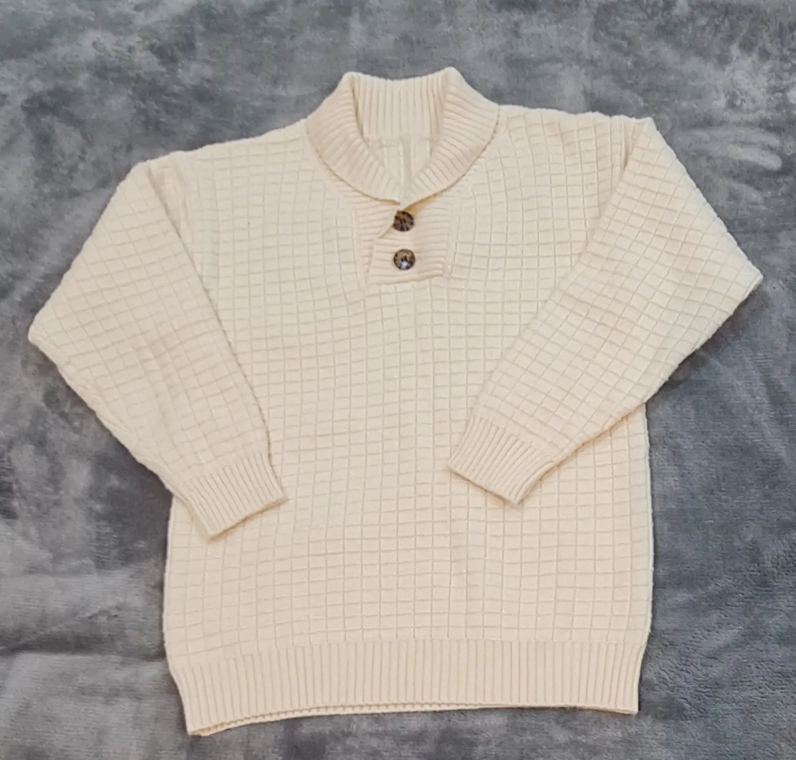 Pullover Jumper | Cream Waffle-Knit - Soft Viscose Blend - Girls