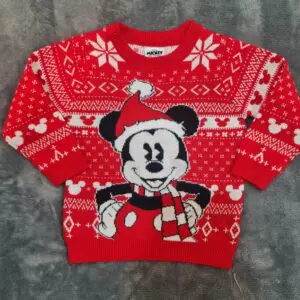 Disney Mickey Christmas Jumper – 1–1.5 Years – Red Festive Knit