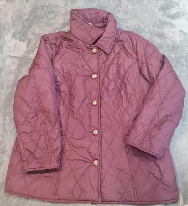 Women’s Quilted Button-Up Jacket - Plum Colour - Size L