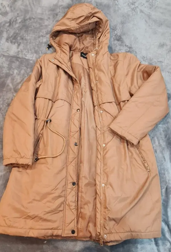 Boohoo Women’s Hooded Parka Coat - UK 14 - Camel Longline Jacket