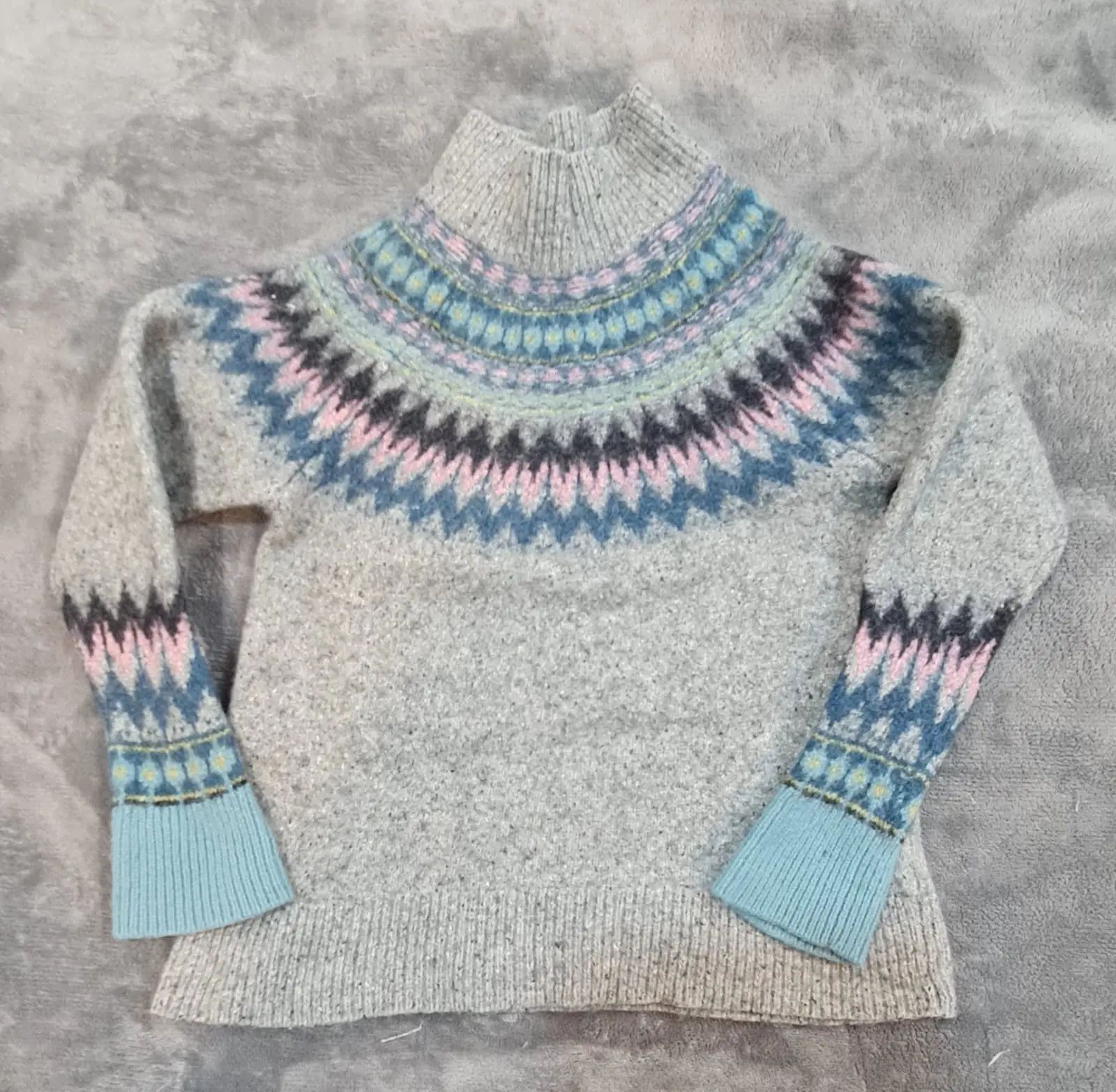 White Stuff Lambswool Fair Isle Jumper - UK 12 - Grey Multicolour