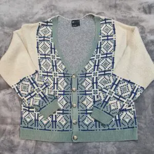 ASOS Design Patterned Knit Cardigan - Women’s L - Green/Blue