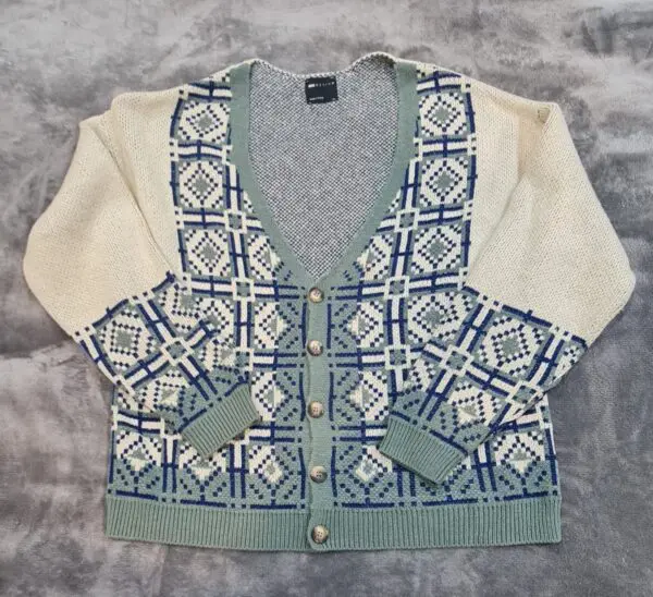 ASOS Design Patterned Knit Cardigan - Women’s L - Green/Blue