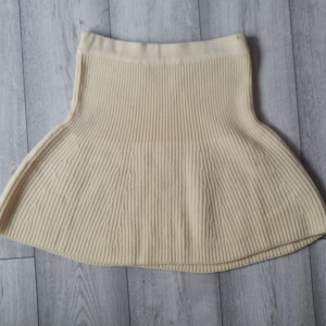 Zara Womens Ribbed Knit Skirt Cream M / UK 12-14