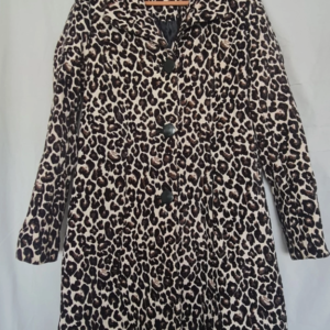 Yogo Ego Womens Leopard Print Coat Jacket Brown Beige S / UK 8-10