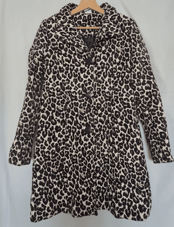 Yogo Ego Womens Leopard Print Coat Jacket Brown Beige S / UK 8-10
