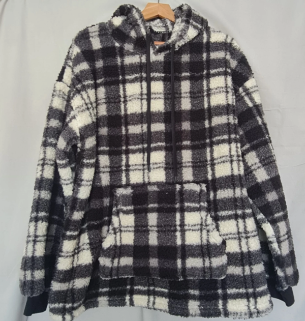 TU Mens Teddy Fleece Lounge Hoodie Check XL