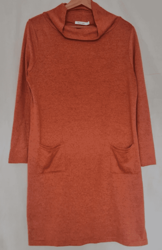 Alice Collins Coral Knit Jumper Dress Cowl Neck UK /12- 14