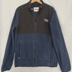 Jack & Jones Mens Fleece Jacket Full Zip Navy Black Size L
