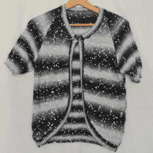 Womens Sequin Knit Cardigan Silver Black Sparkly Size S / UK 8-10