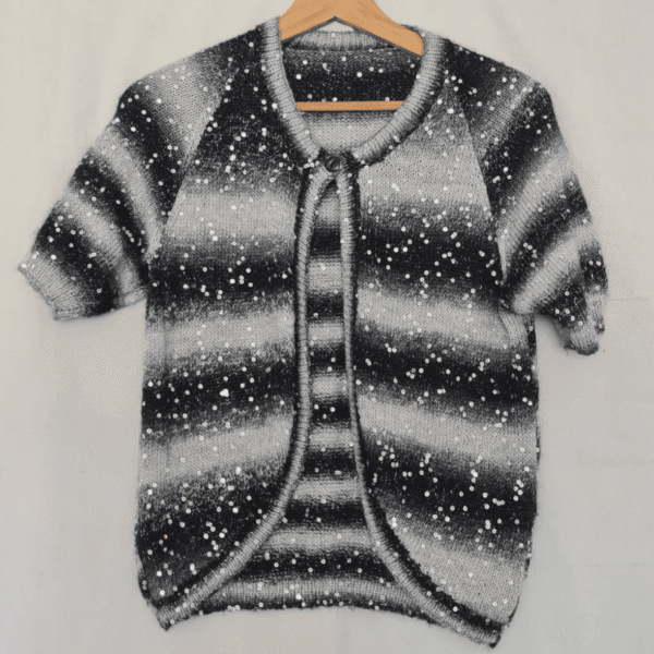 Womens Sequin Knit Cardigan Silver Black Sparkly Size S / UK 8-10