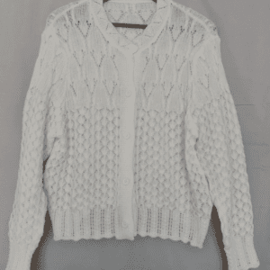 Womens Knitted White Button Up Crochet Style XXL UK 24-26