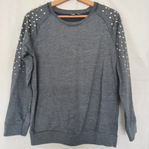 Sparkle & Fade Womens Studded Sweatshirt Grey S / UK 8-10