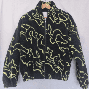 Shein Teddy Fleece Jacket Black Yellow S / UK 8-10