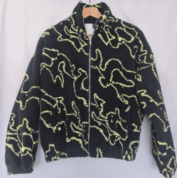 Shein Teddy Fleece Jacket Black Yellow S / UK 8-10