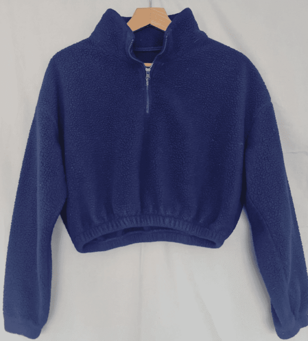 Shein Womens Teddy Fleece Pullover Navy Blue S / UK 8-10