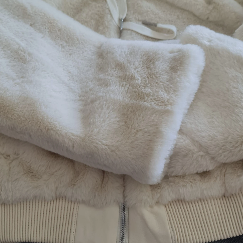 Shein Womens Faux Fur Teddy Hoodie Jacket Cream White S / UK 8-10 - Image 3