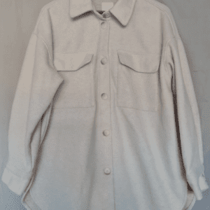 H&M Womens Overshirt Jacket M / UK 12-14 Cream Button Up Shacket