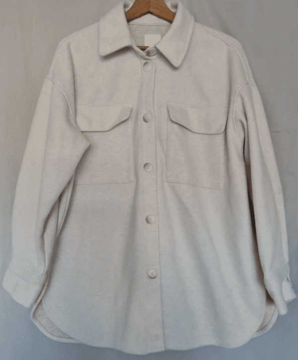 H&M Womens Overshirt Jacket M / UK 12-14 Cream Button Up Shacket