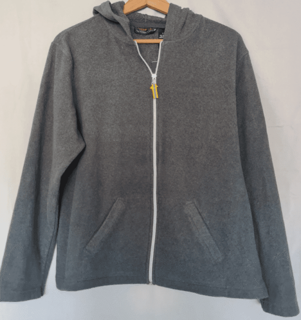 Essentials Mens Fleece Hoodie Jacket L Grey Full Zip