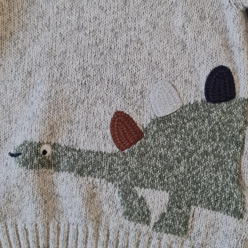 Marks & Spencer Kids Dinosaur Jumper Grey 3-4 Years 98-103cm - Image 2