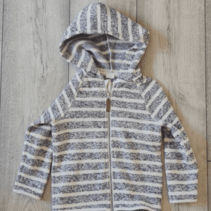 H&M Kids Striped Zip Hoodie Grey 2-3 Years 92cm