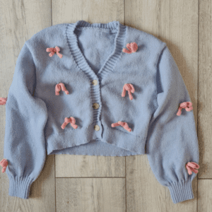 Shein Girls Bow Detail Cardigan Light Blue 8 Years / 128 cm