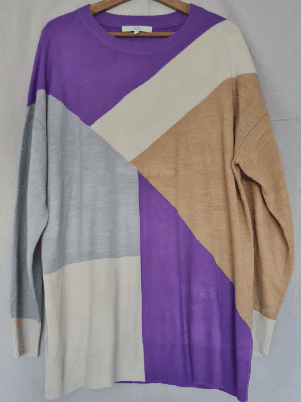 Next Womens Colour Block Knitted Jumper L / UK 16-18