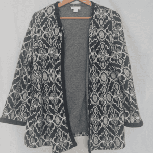 Monsoon Womens Cardigan Black White Patterned L / UK 16-18