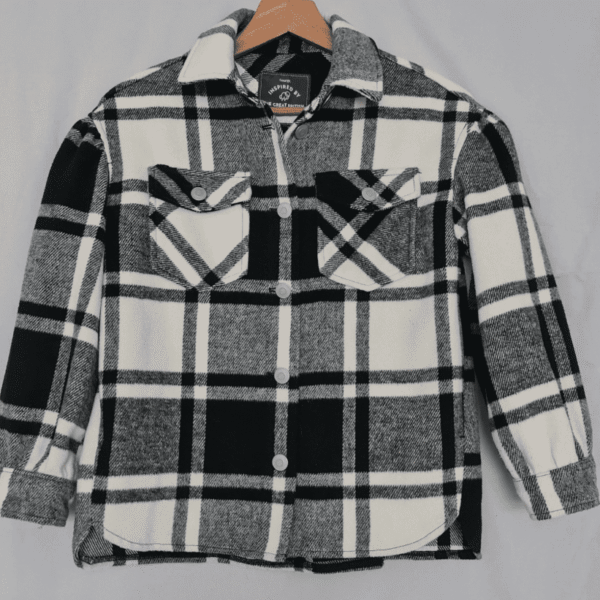 George Kids Check Shacket Jacket Black White 9-10 Years