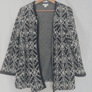 Monsoon Womens Open Front Black White Patterned L / UK 16-18