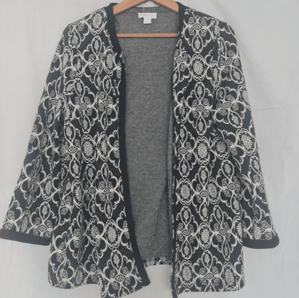 Monsoon Womens Open Front Black White Patterned L / UK 16-18