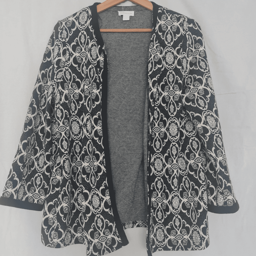 Monsoon Womens Open Front Black White Patterned L / UK 16-18