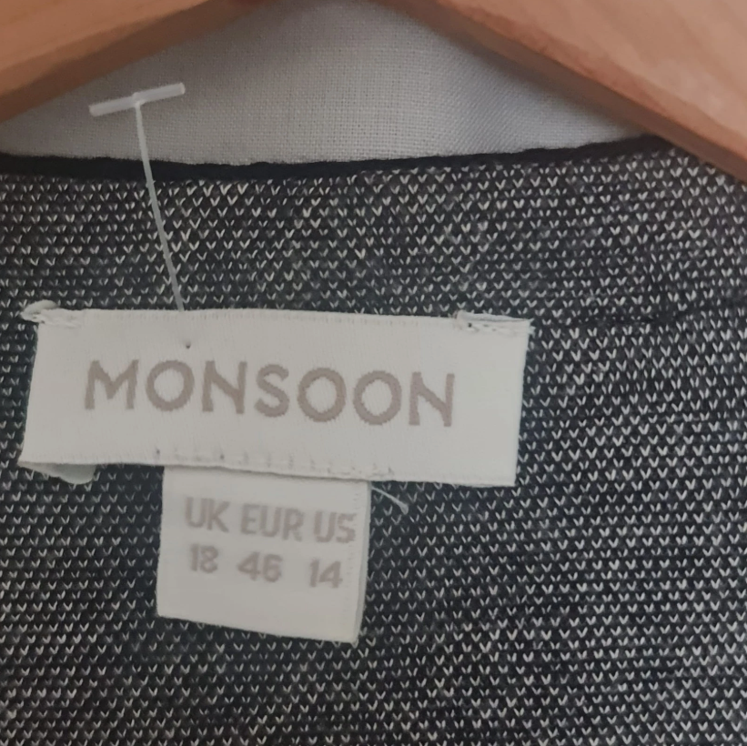Monsoon Womens Open Front Black White Patterned L / UK 16-18 - Image 2