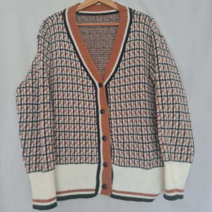 Shein Women's Patterned V-Neck Knitted Cardigan XL (UK 20-22)