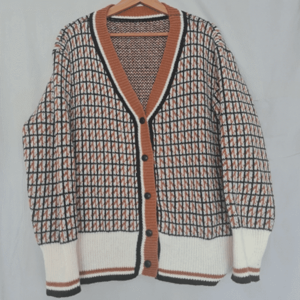 Shein Women's Patterned V-Neck Knitted Cardigan XL (UK 20-22)