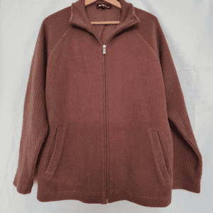 Ben Sherman Mens Ribbed Zip Knit Cardigan Brown Jacket Jumper M