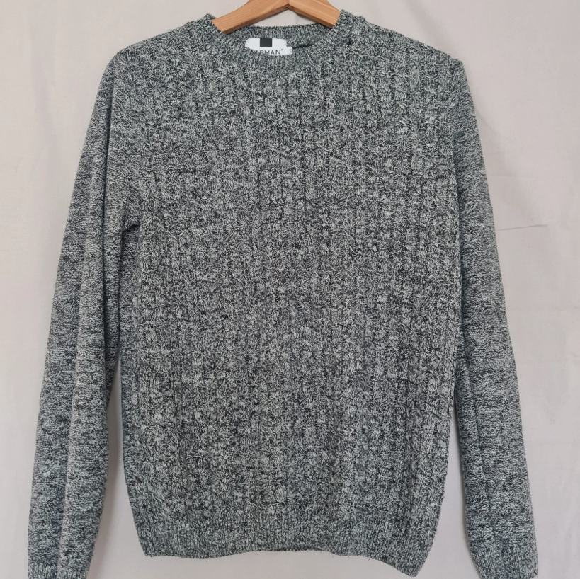 Topman Mens Grey Knit Jumper XS Crew Neck Marl Sweater